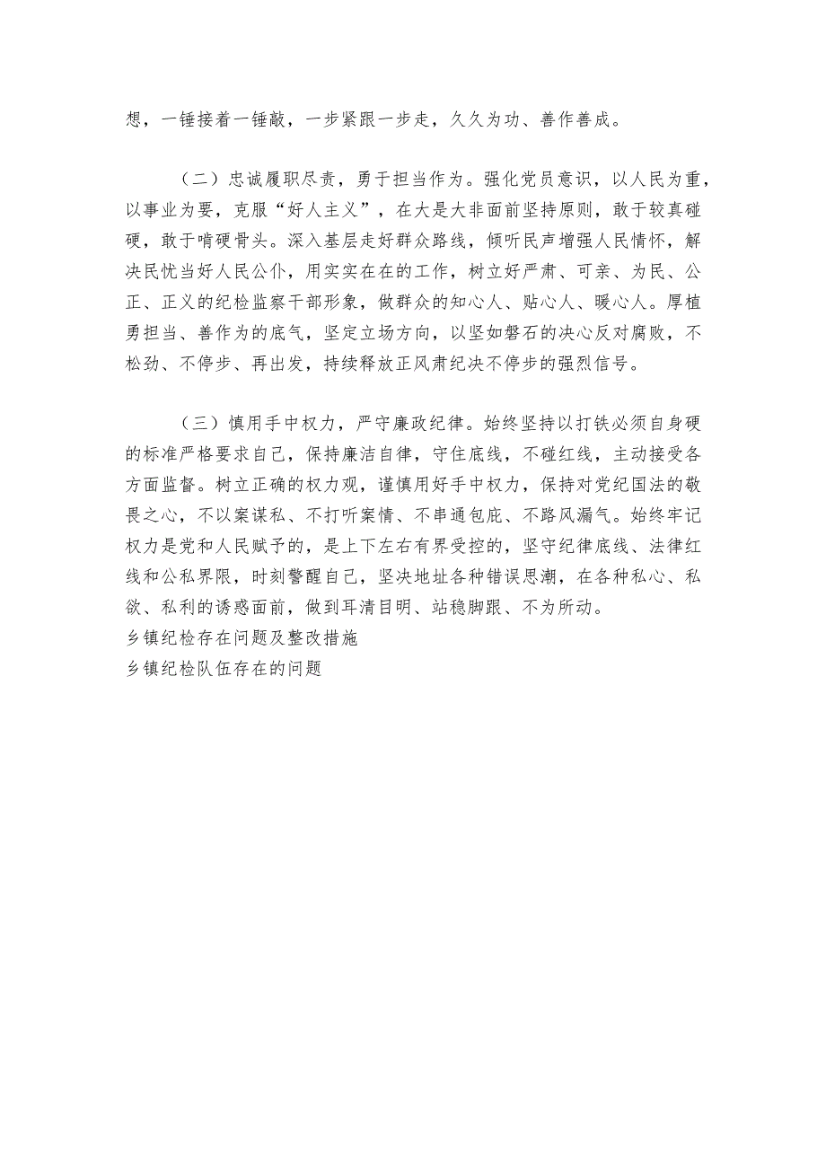 乡镇纪委书记纪检监察干部队伍教育整顿个人党性分析报告范文2023-2024年度六篇.docx_第2页