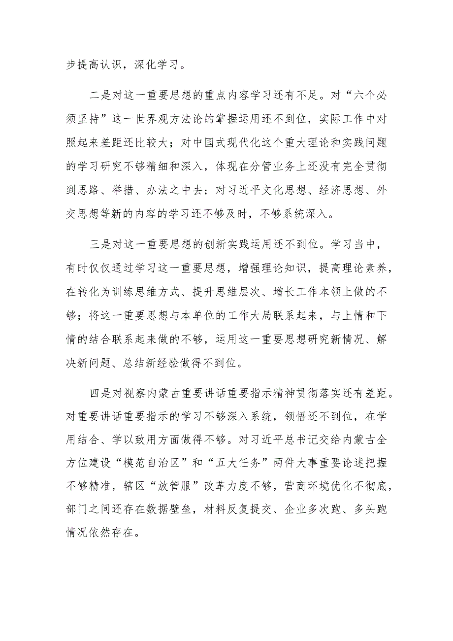 两篇2024年度第二批主题教育专题民主生活会个人“新六个方面”对照检查材料(践行宗旨服务人民、求真务实狠抓落实等).docx_第2页