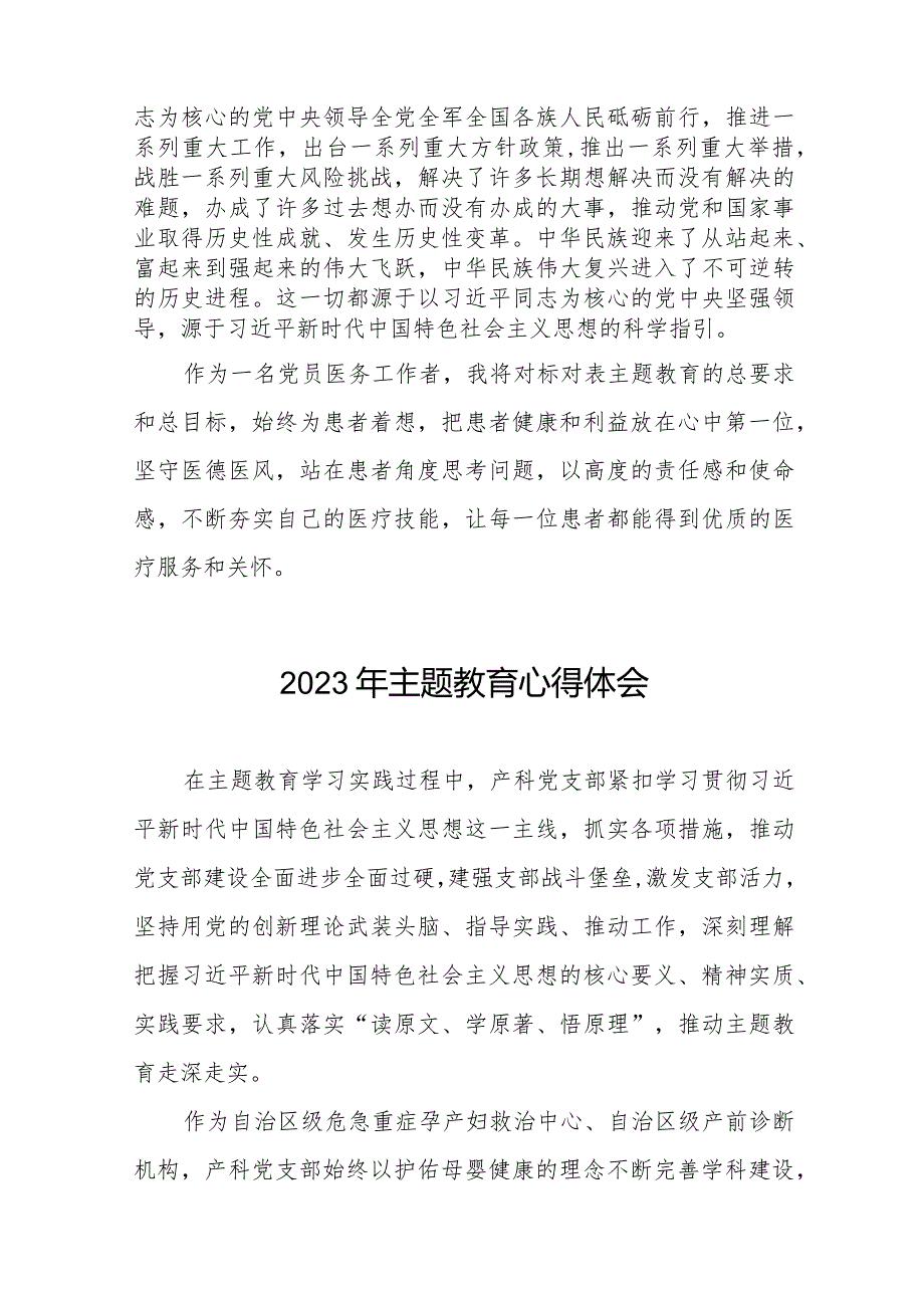 医务人员关于2023年主题教育心得体会简短发言八篇.docx_第2页