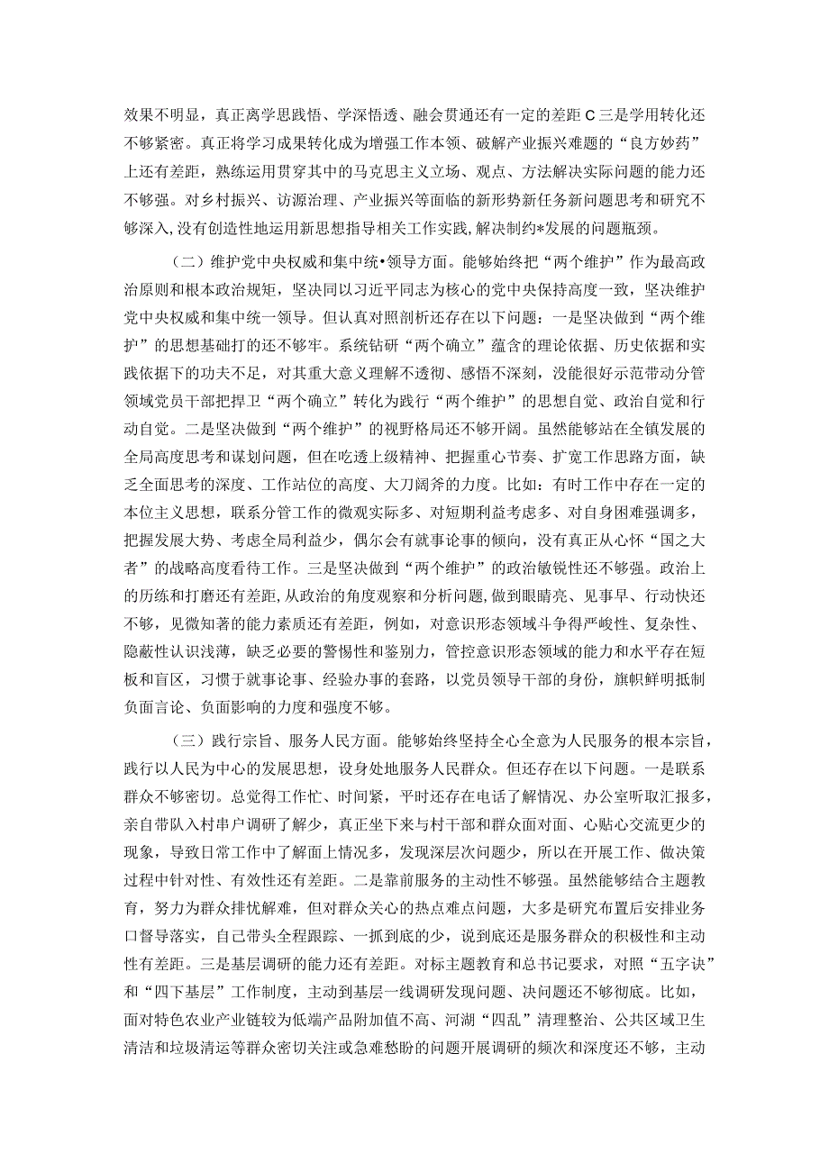 领导班子成员2023年主题教育对照检查发言提纲.docx_第2页