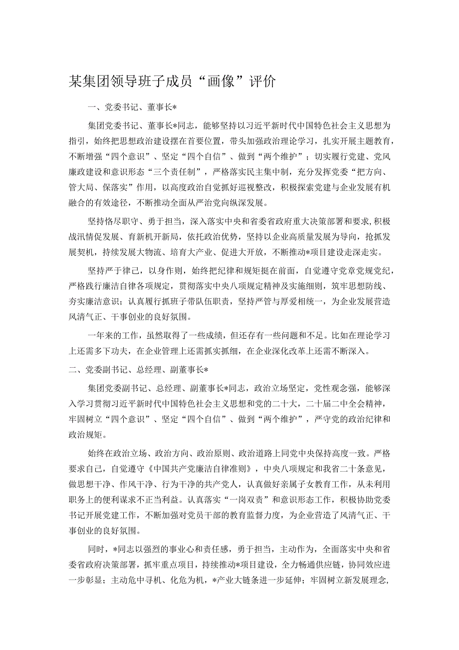 某集团领导班子成员“画像”评价.docx_第1页