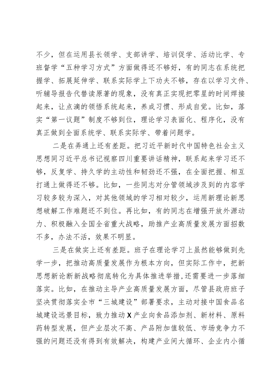 县政府领导班子2023年度第二批主题教育民主生活会对照检查材料范文3篇.docx_第2页