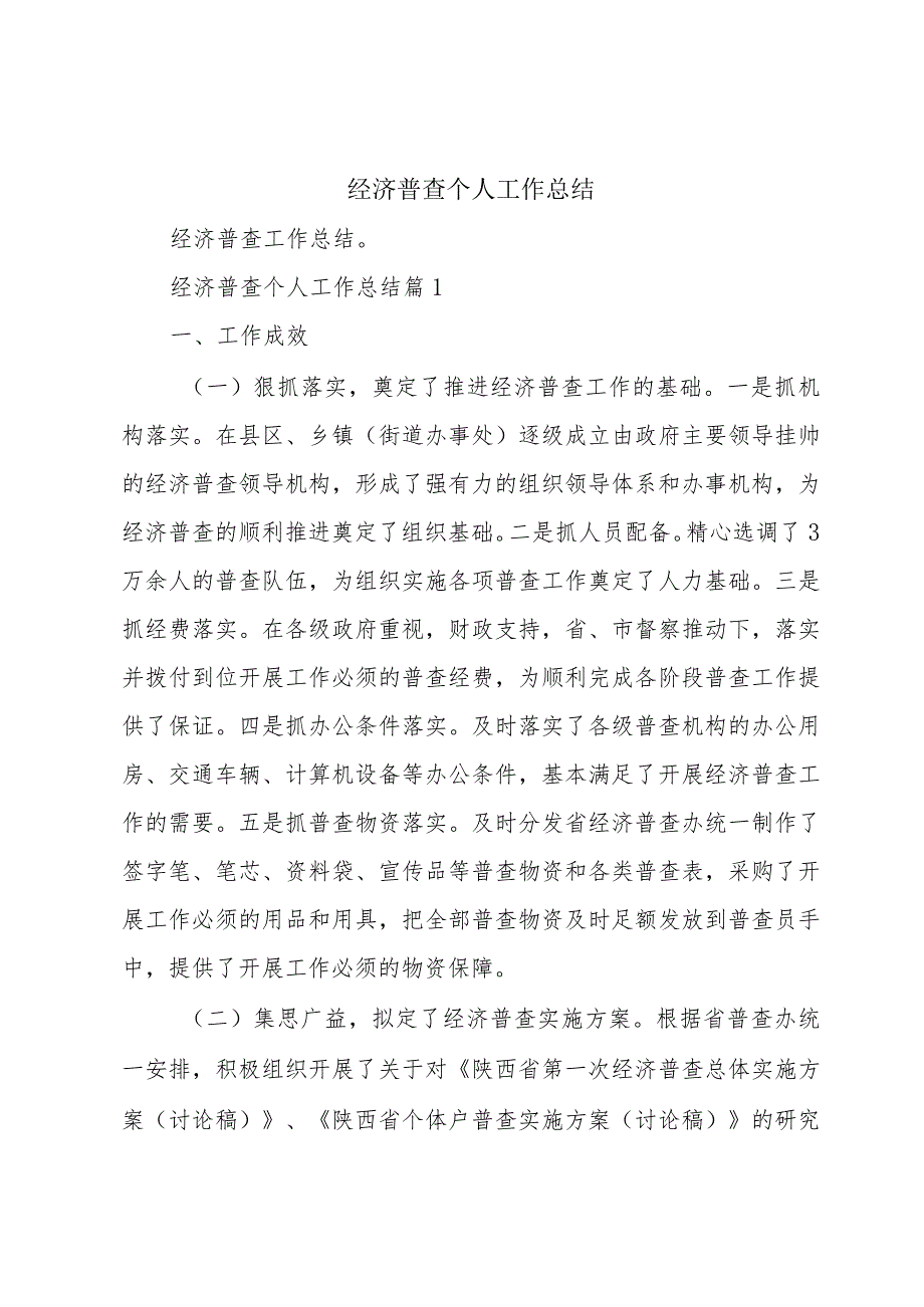 经济普查个人工作总结.docx_第1页