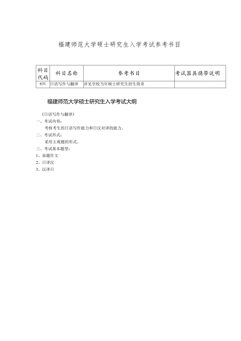 福建师范大学硕士研究生入学考试参考书目.docx_第1页