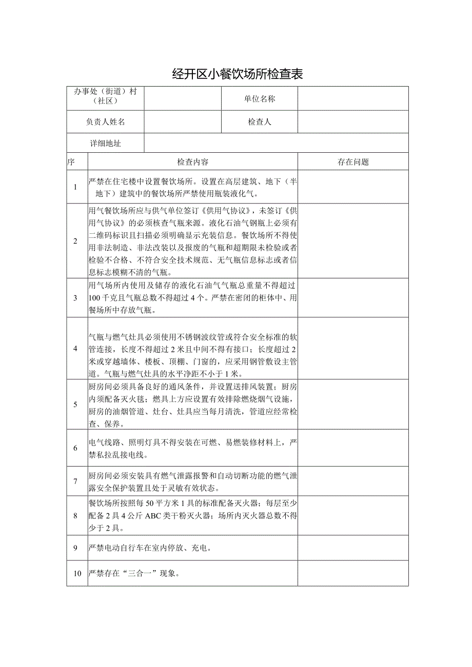 小餐饮场所一户一档检查表.docx_第1页