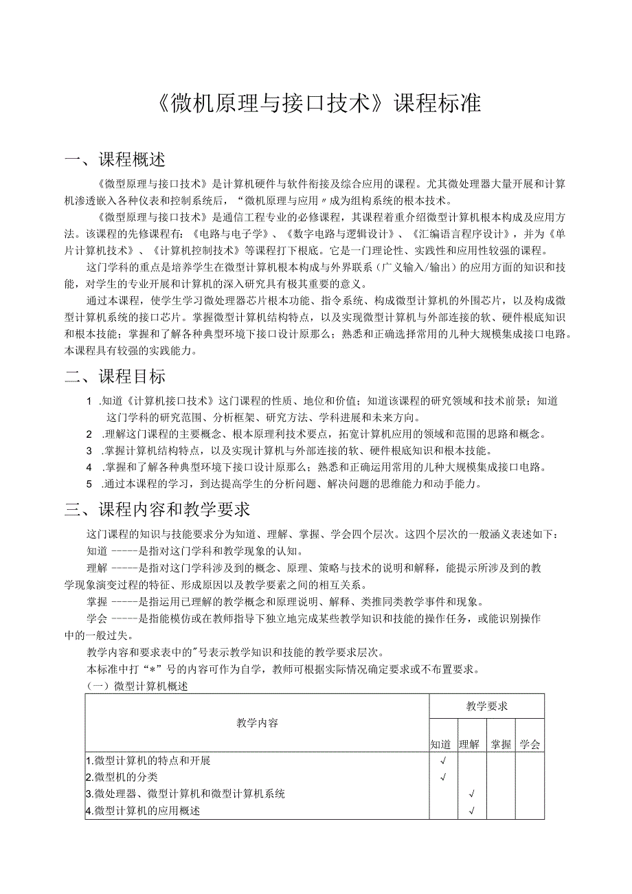 微机原理与接口技术课程标准.docx_第1页