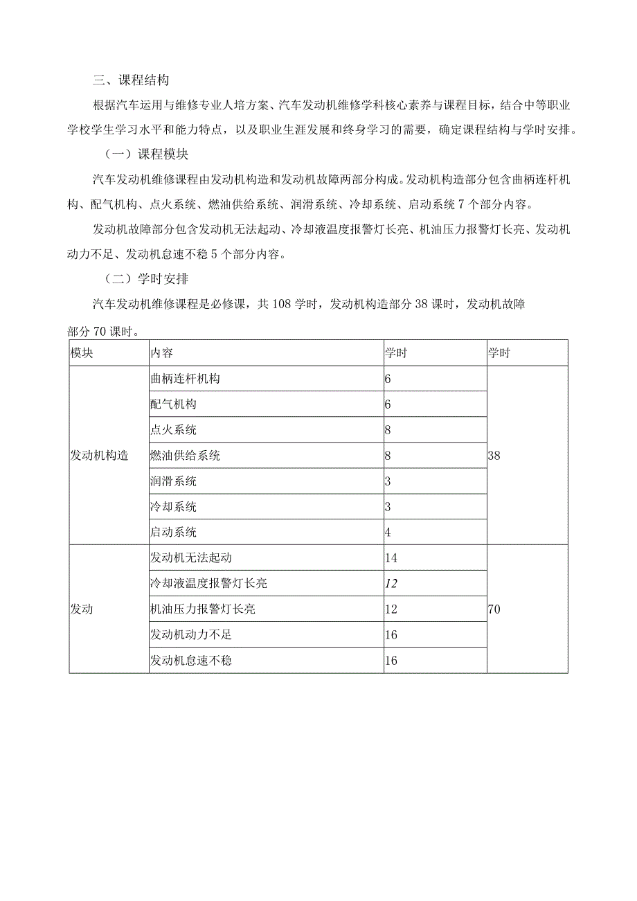 《汽车发动机维修》课程标准.docx_第3页