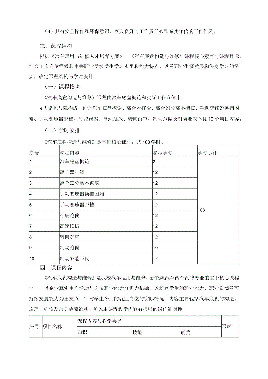 《汽车底盘构造与维修》课程标准.docx_第3页