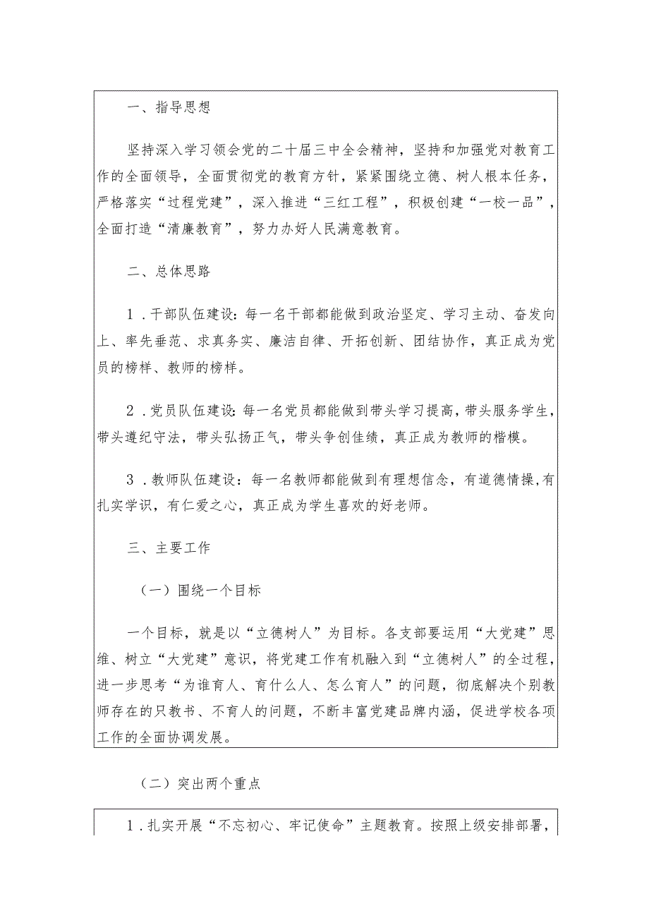 2024中小学校党支部工作计划方案精选2篇（详细版）.docx_第2页