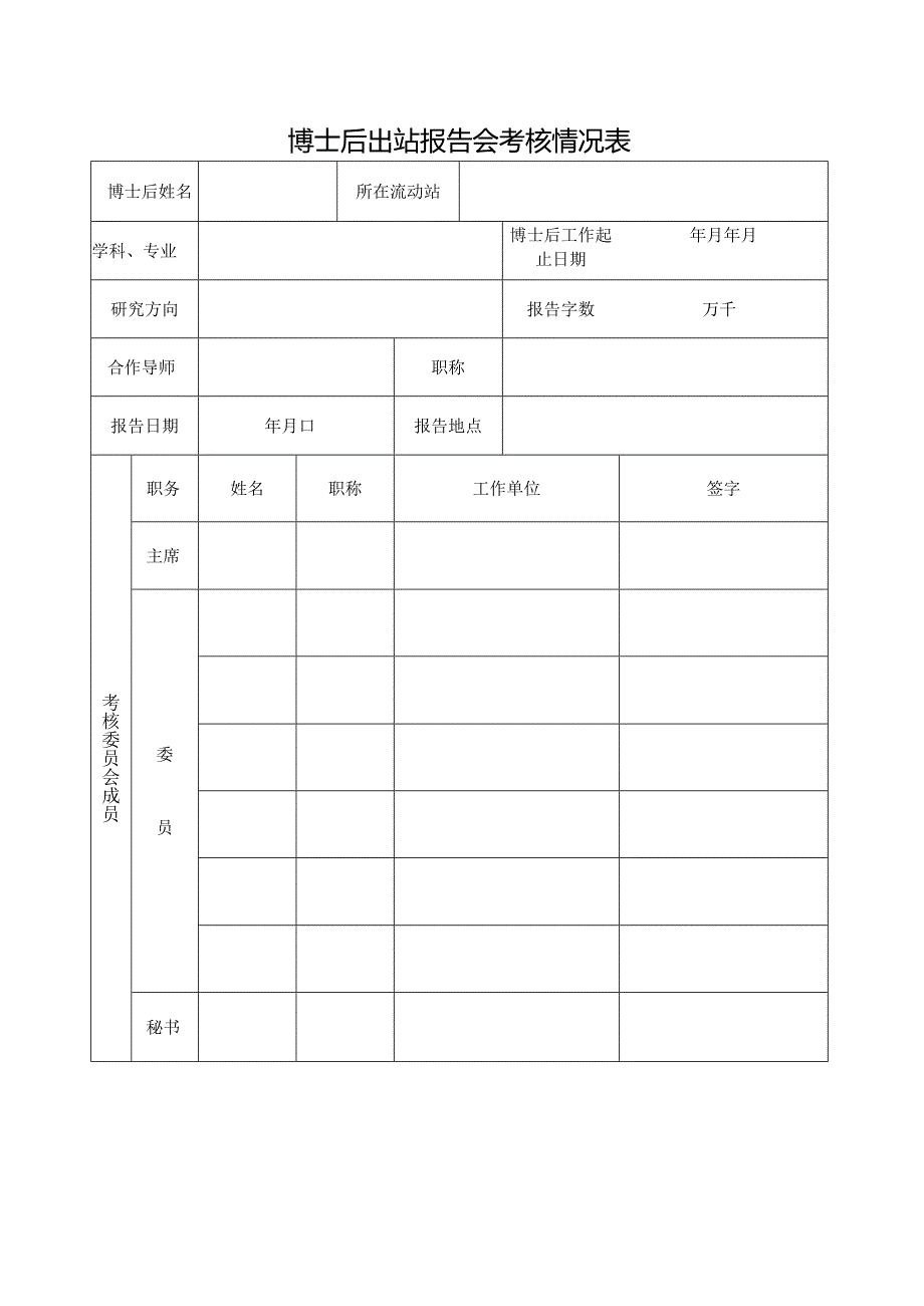 博士后出站报告会考核情况表.docx_第1页