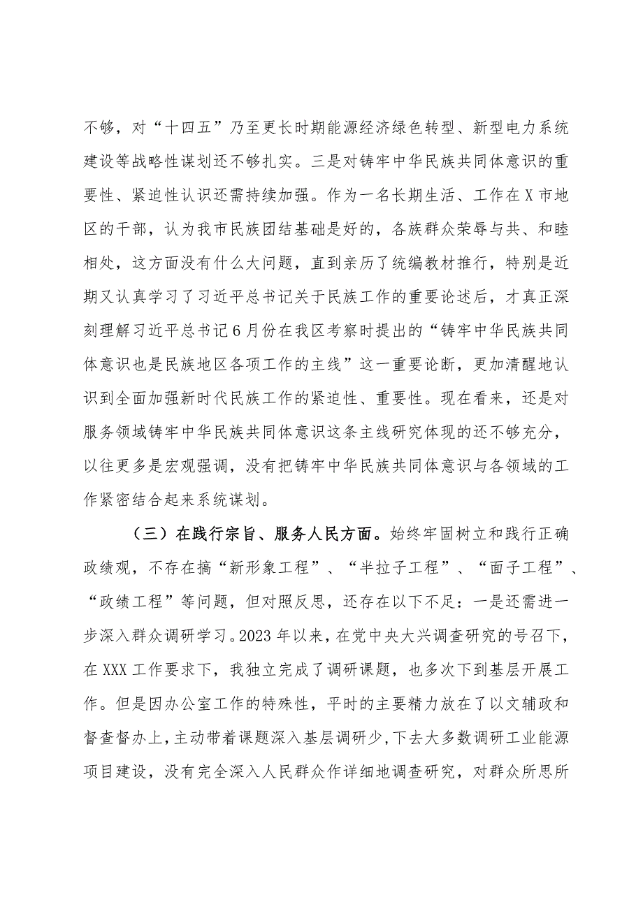 某市政府办副秘书长、副主任2023年度民主生活会对照检查材料.docx_第3页