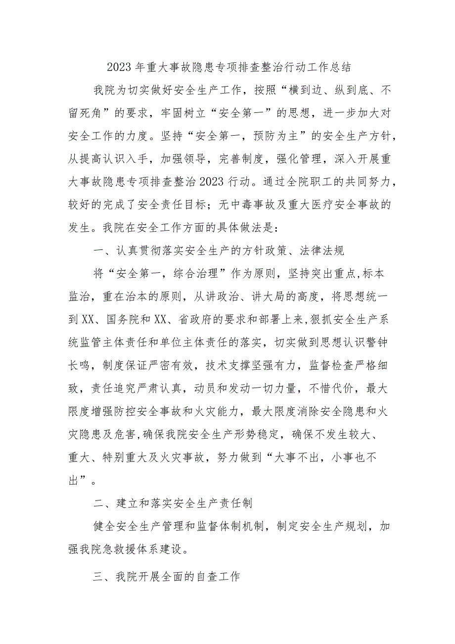 高等院校开展2023年重大事故隐患专项排查整治行动工作总结 （汇编4份）.docx_第1页