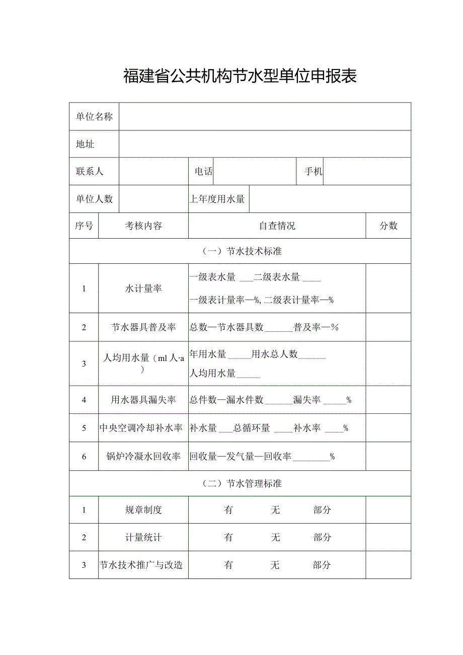 福建省公共机构节水型单位申报表.docx_第1页