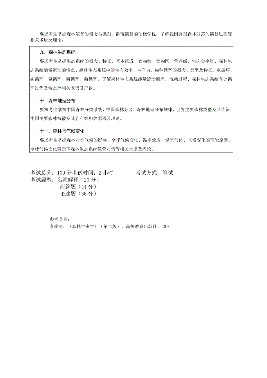 东北林业大学2020年研究生入学复试科目考试大纲.docx_第2页