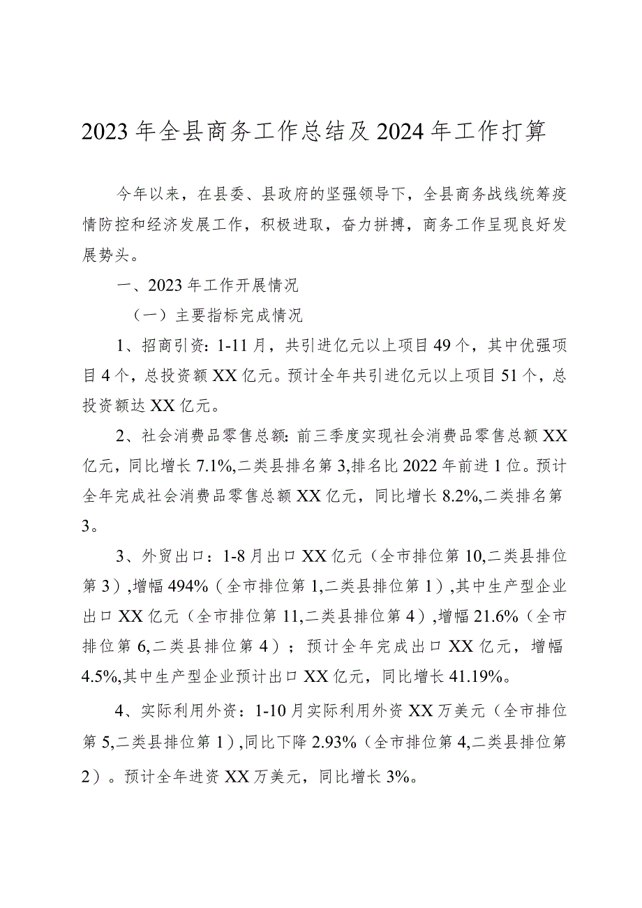 2023年度工作总结及2024年工作打算（商务局、信访局、卫健委0.docx_第2页