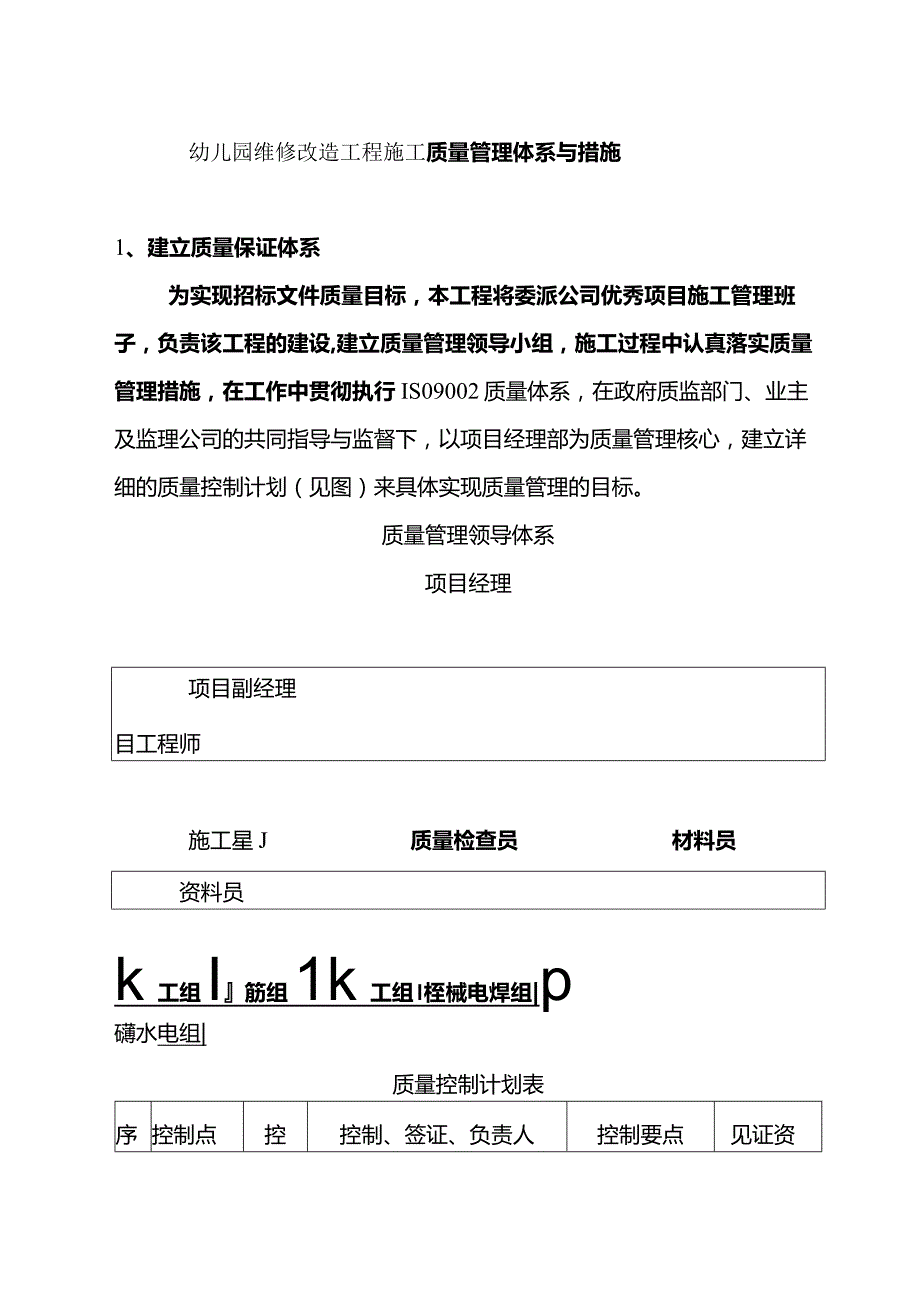 幼儿园维修改造工程施工质量管理体系与措施.docx_第1页