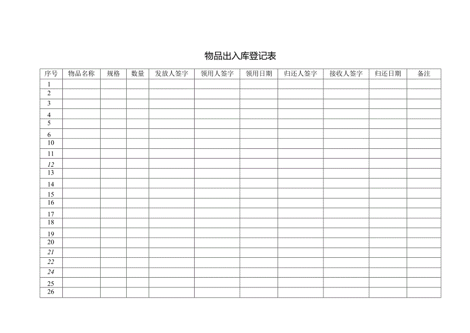 物品出入库登记表.docx_第1页