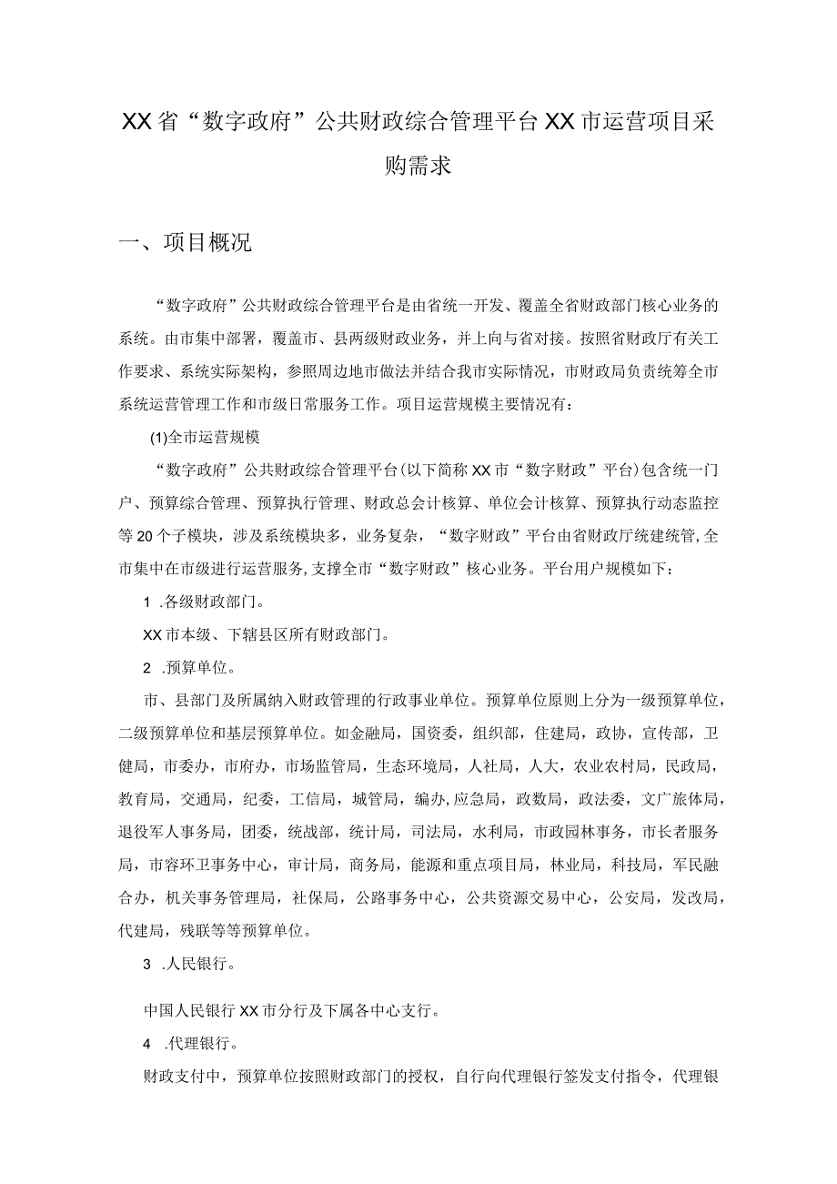 XX省“数字政府”公共财政综合管理平台XX市运营项目采购需求.docx_第1页