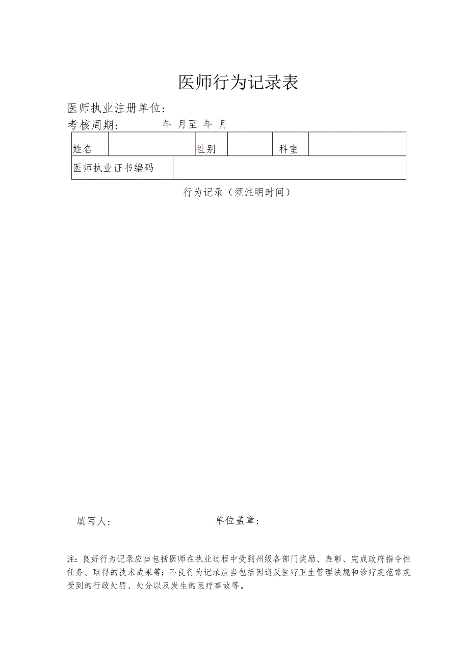 医师行为记录表.docx_第1页