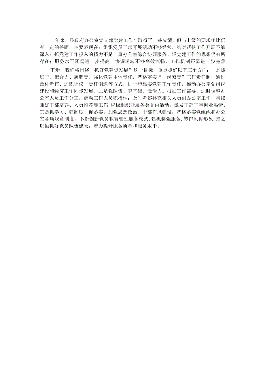 县政府办公室党支部书记2023年抓党建述职报告.docx_第2页