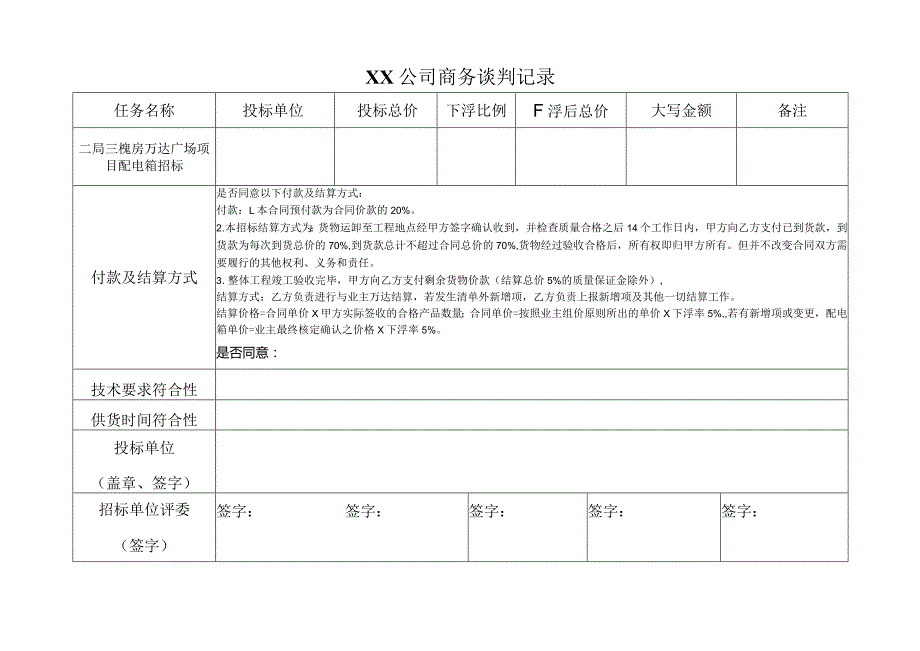 XX公司商务谈判记录（2024年）.docx_第1页