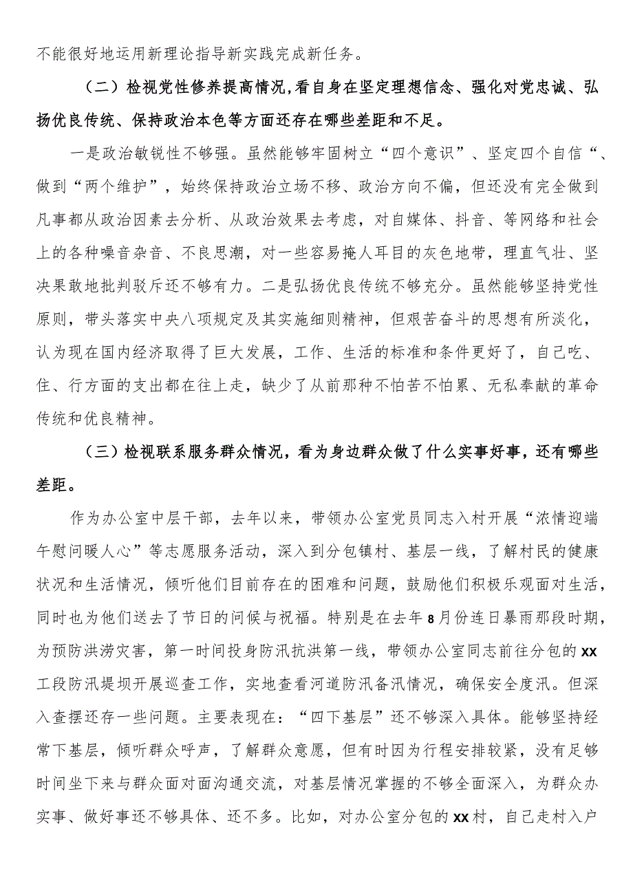 党员干部创新理论、党性修养、服务群众、先锋模范作用方面存在的问题及不足整改措施.docx_第2页