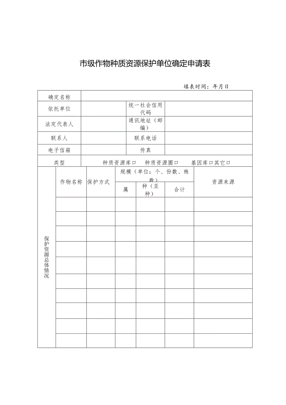 市级作物种质资源保护单位确定申请表.docx_第1页