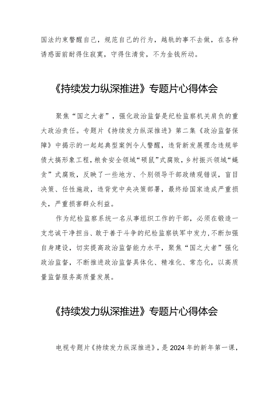 十四篇观看《持续发力纵深推进》专题片交流发言.docx_第2页