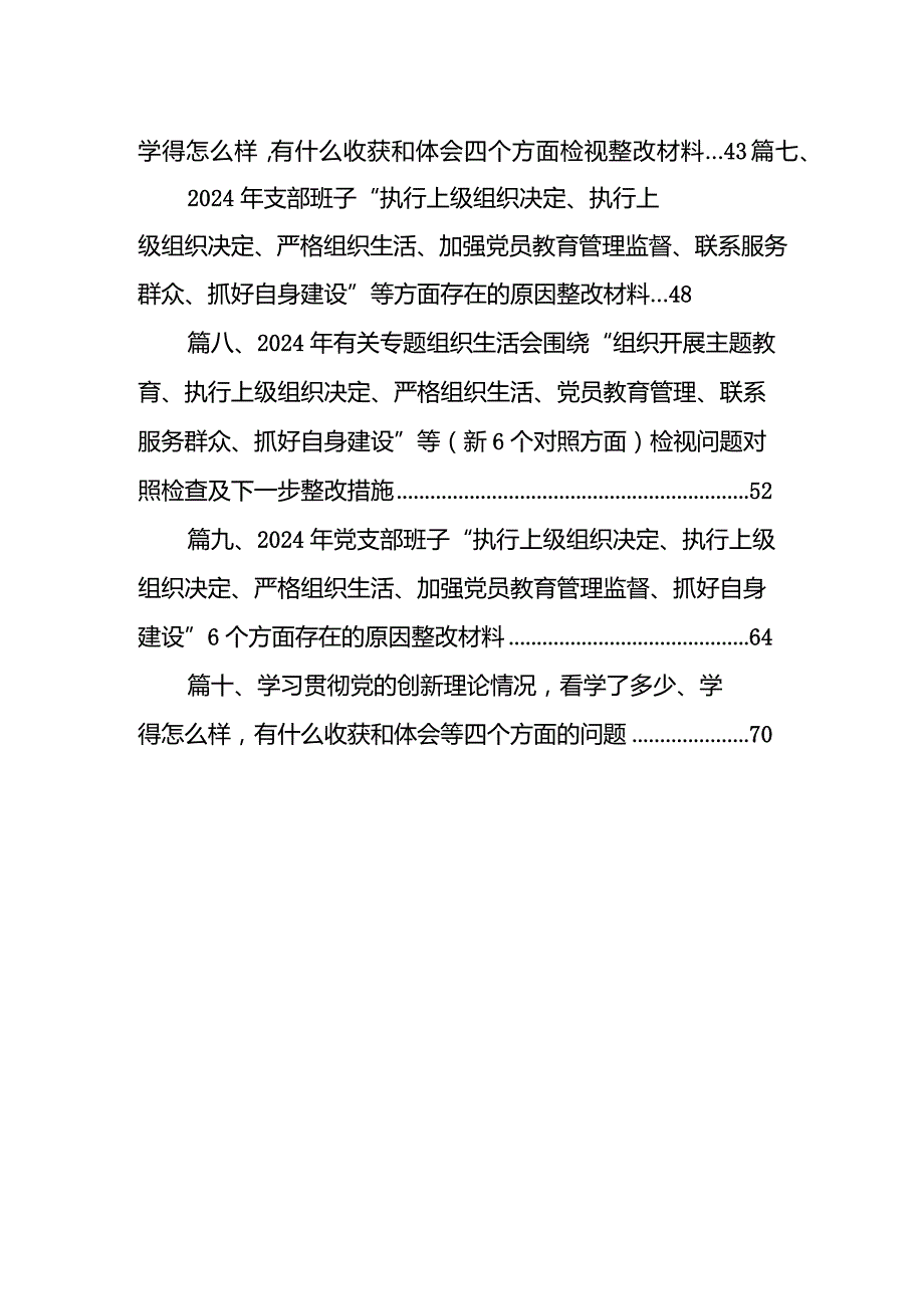 支部班子“执行上级组织决定、严格组织生活、加强党员教育管理监督、联系服务群众、抓好自身建设”等方面问题精选(通用10篇).docx_第2页