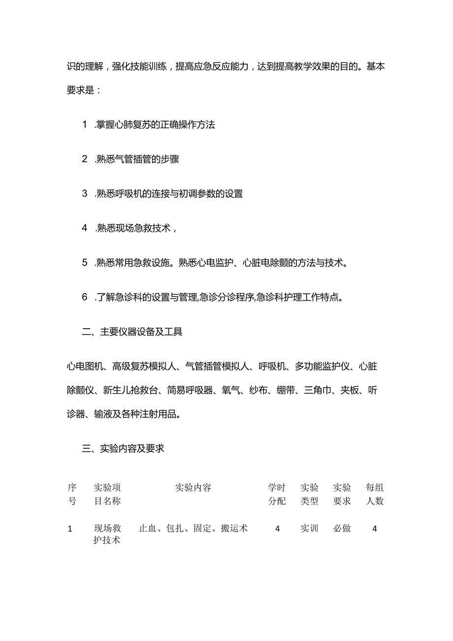 《急救护理学》实践教学大纲全套.docx_第2页