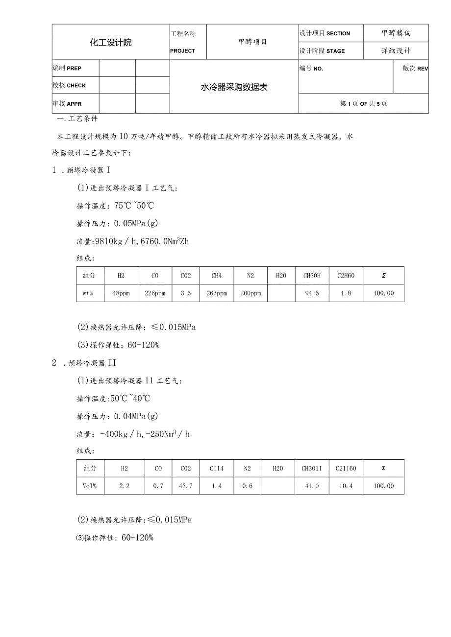 甲醇精馏蒸发式水冷器技术条件.docx_第1页