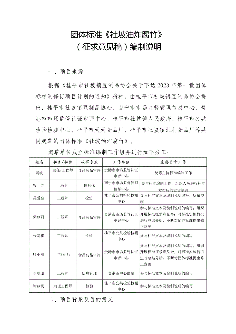 《社坡油炸腐竹》编制说明.docx_第1页