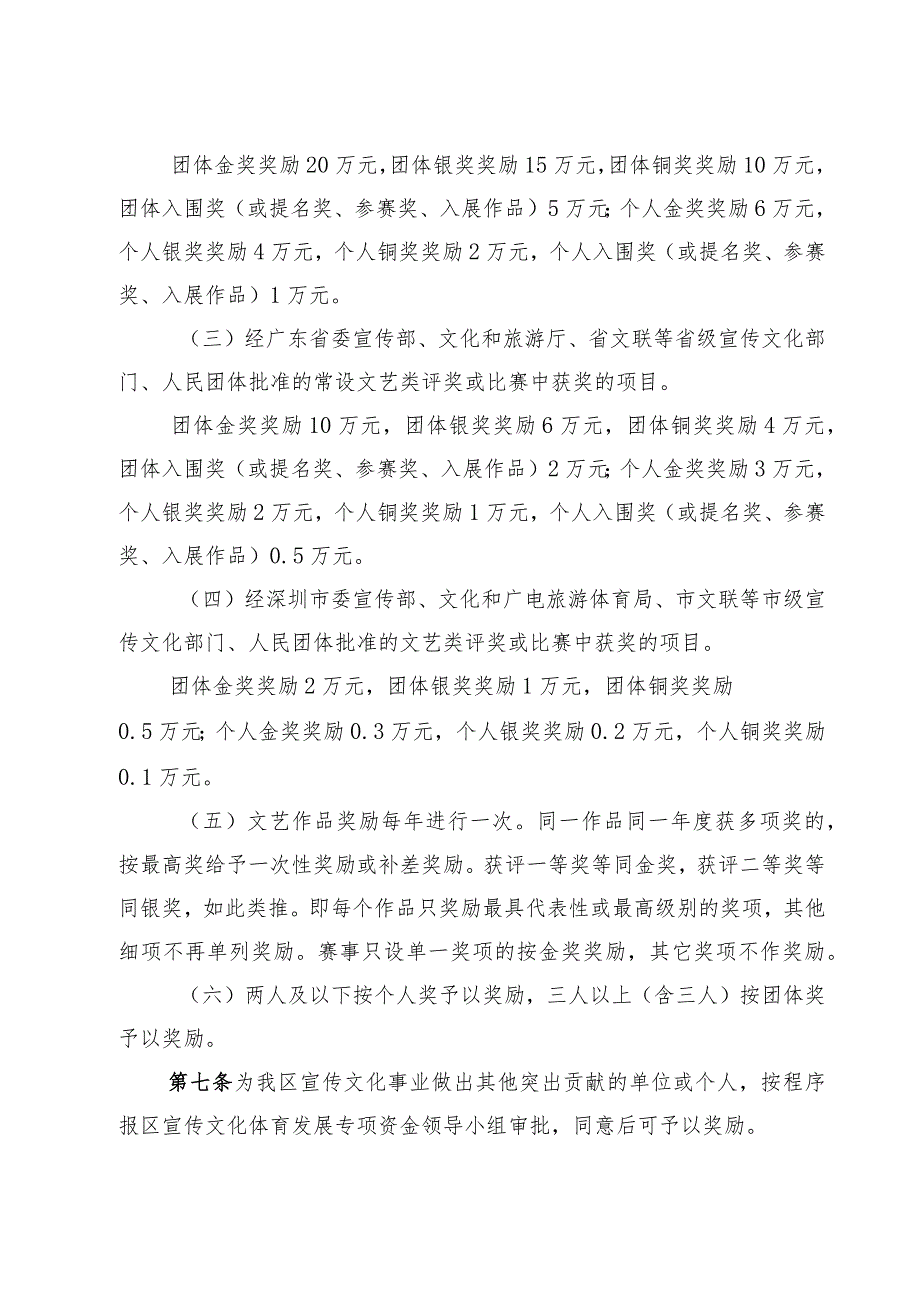 宝安区宣传文化体育发展专项资金文化艺术体育赛事获奖奖励办法（征求意见稿）.docx_第3页