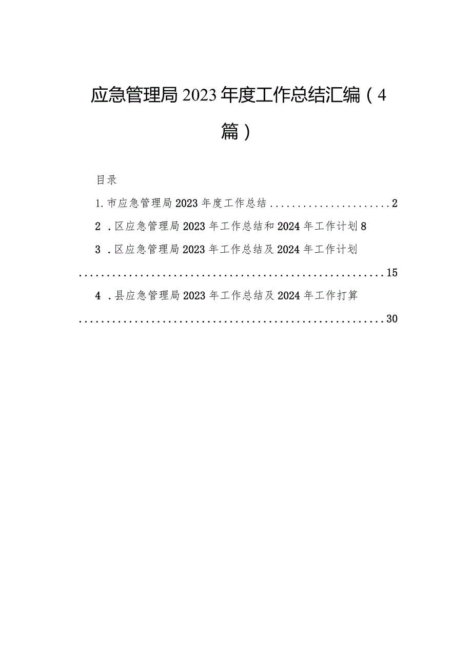 应急管理局2023年度工作总结汇编（4篇）.docx_第1页