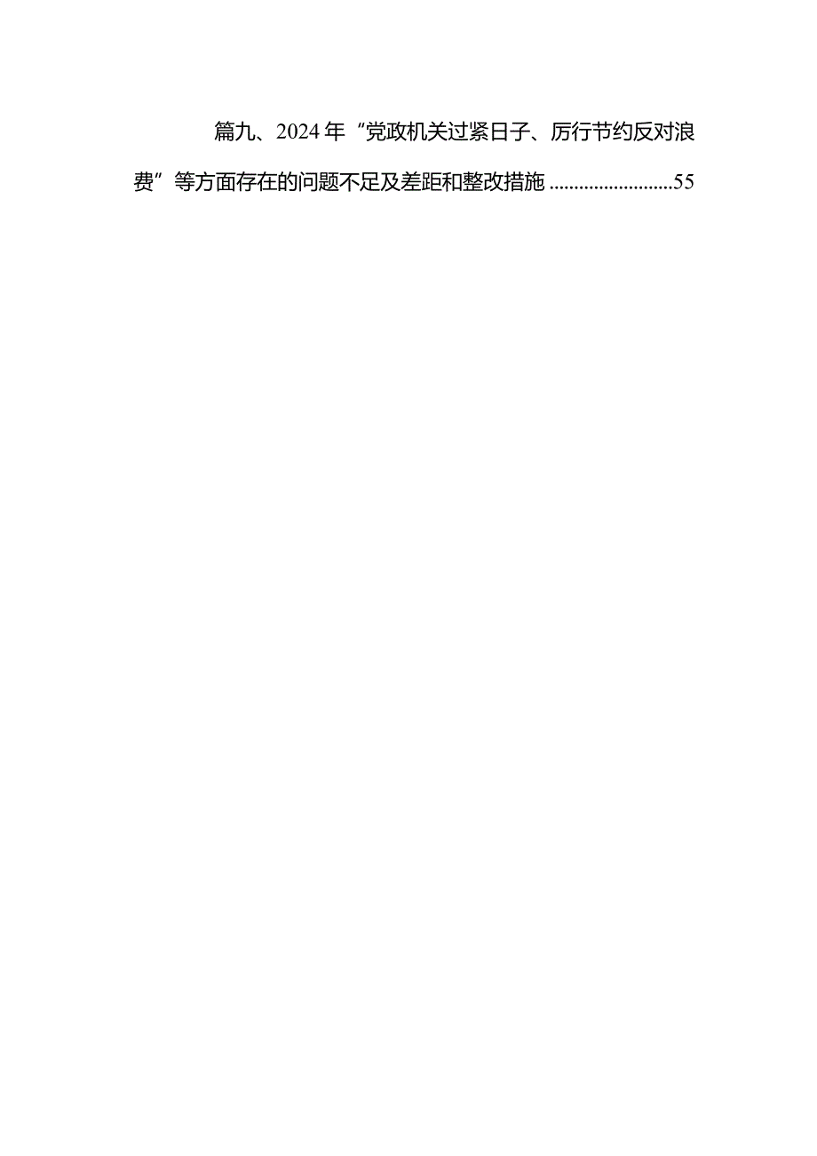 2024年党政机关“过紧日子、厉行节约反对浪费”方面查摆问题清单发言稿9篇供参考.docx_第2页