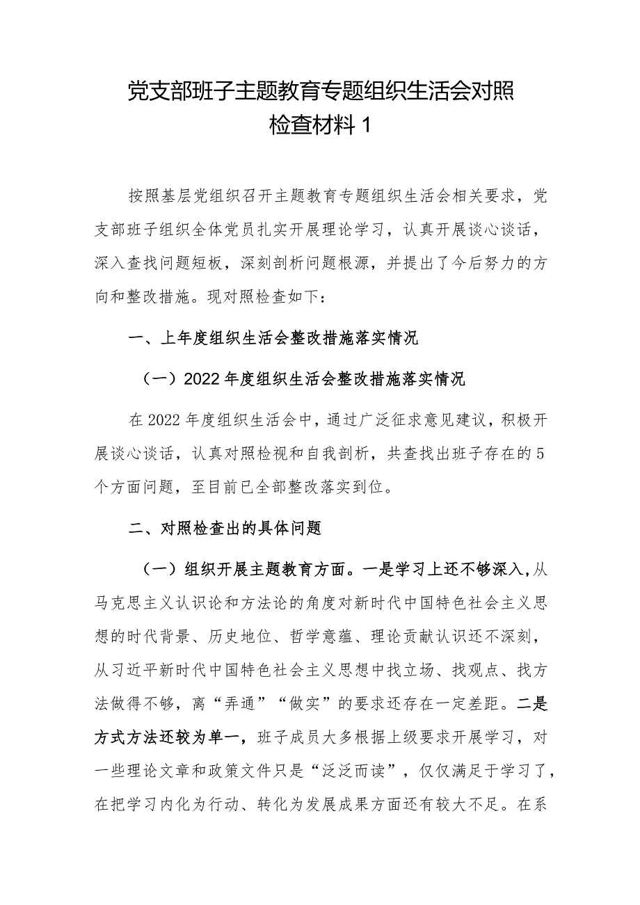 党支部班子2023年度检视在组织开展专题教育、执行上级组织决定、严格组织生活、加强党员教育管理监督、联系服务群众、抓好自身建设等六个.docx_第2页