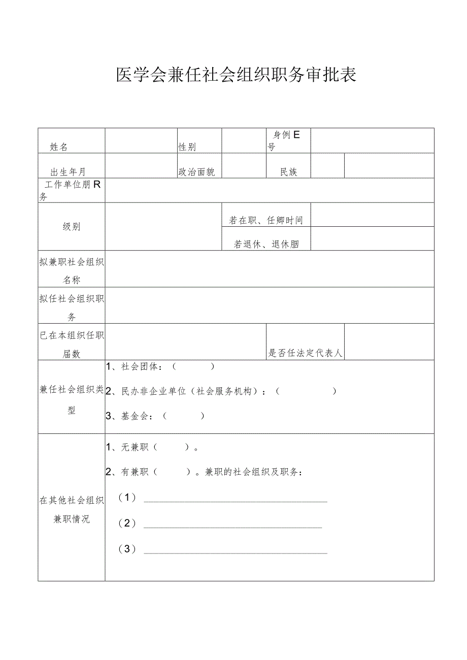 医学会兼任社会组织职务审批表.docx_第1页