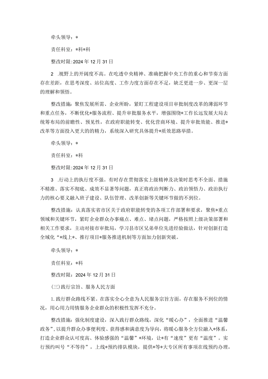 行政审批局主题教育专题民主生活会整改工作方案.docx_第3页