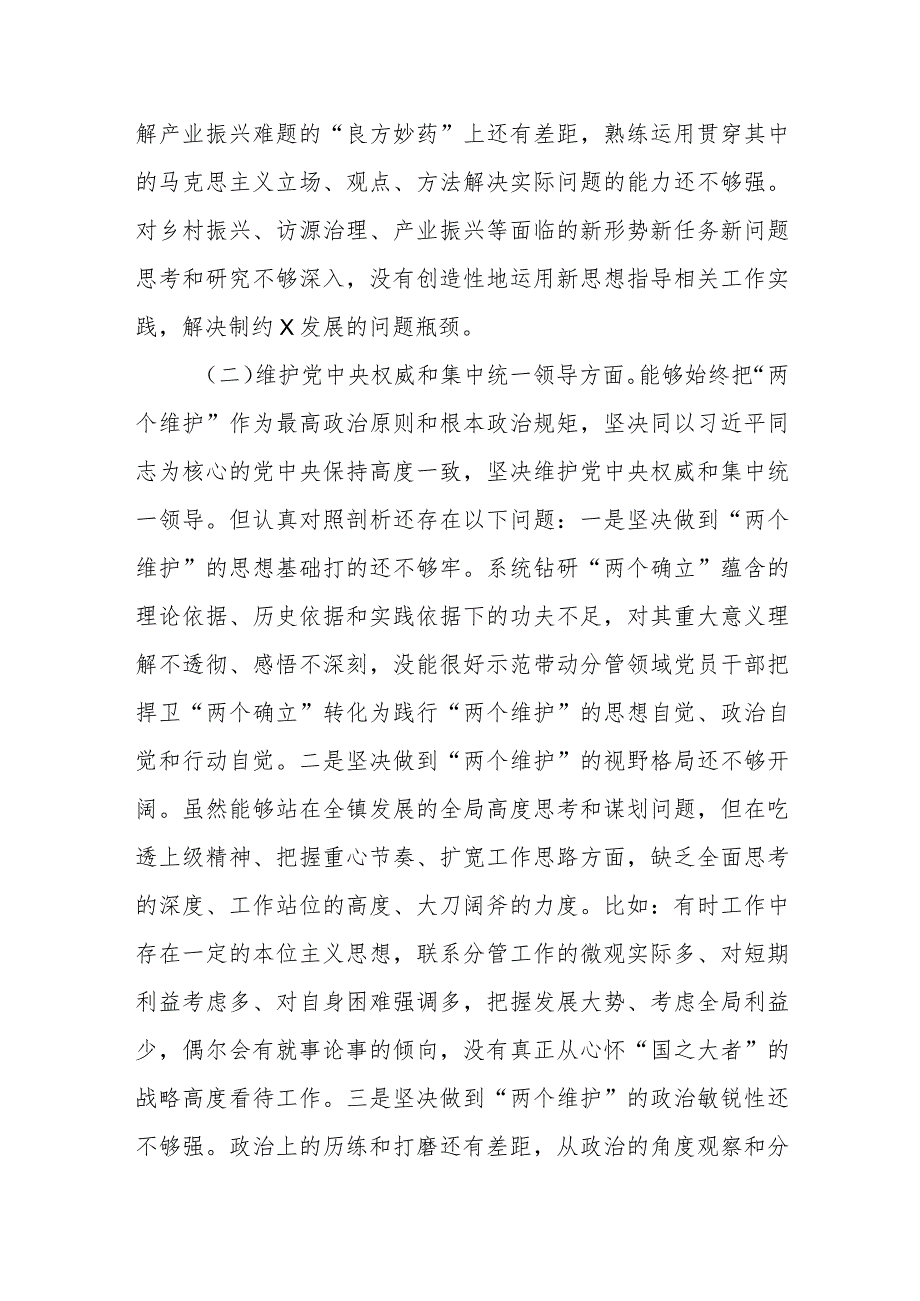 领导班子成员2023年主题教育民主生活会对照检查发言提纲（践行宗旨等6个方面）.docx_第3页