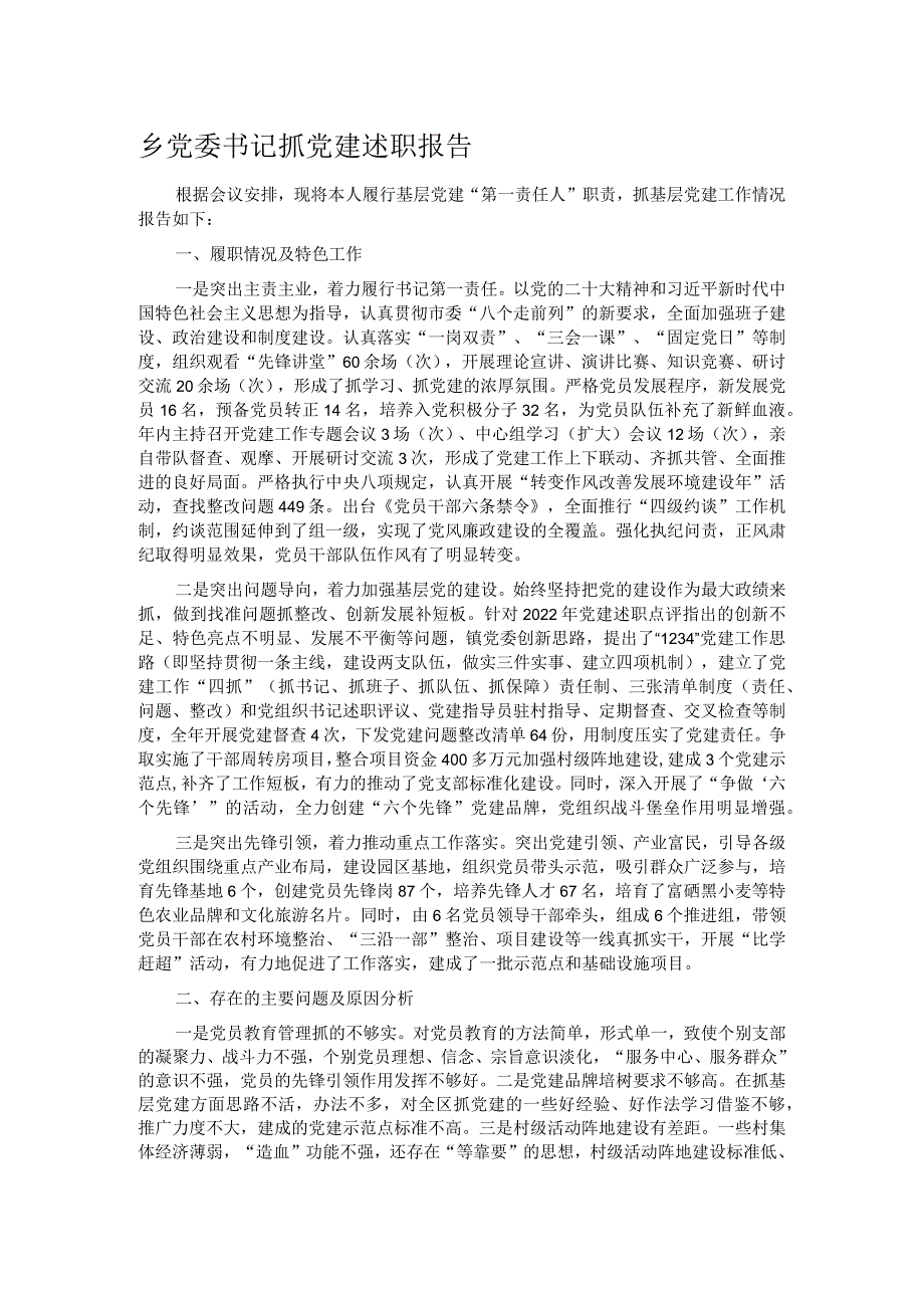 乡党委书记抓党建述职报告.docx_第1页