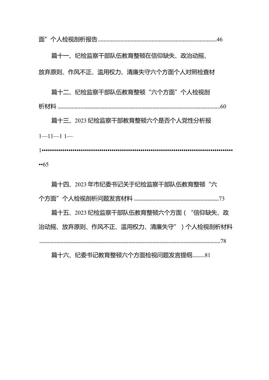 2023年纪检监察干部队伍教育整顿对照信仰缺失、放弃原则、滥用权力等“六个方面”个人检视报告材料精选（参考范文16篇）.docx_第2页