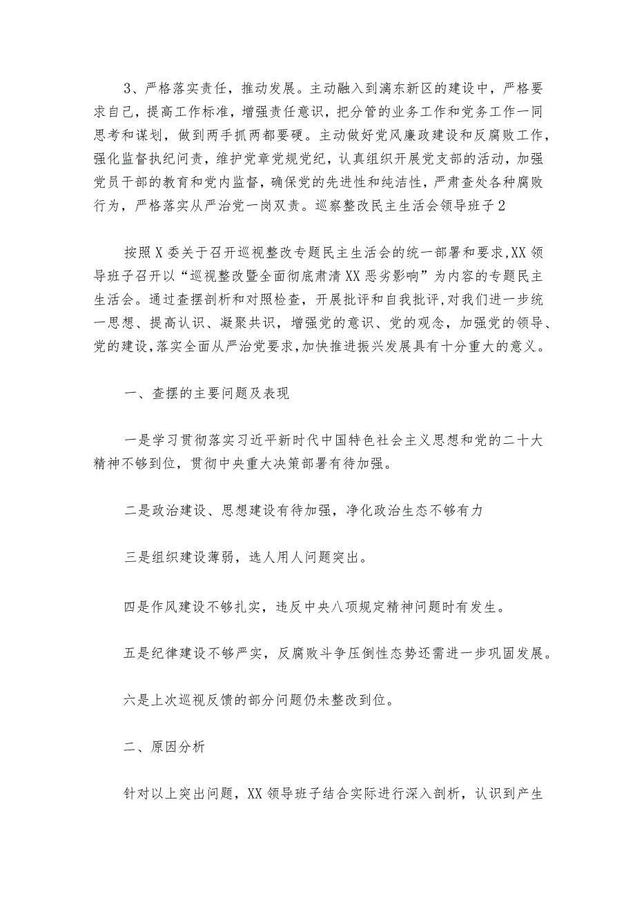 巡察整改民主生活会领导班子6篇_1.docx_第3页