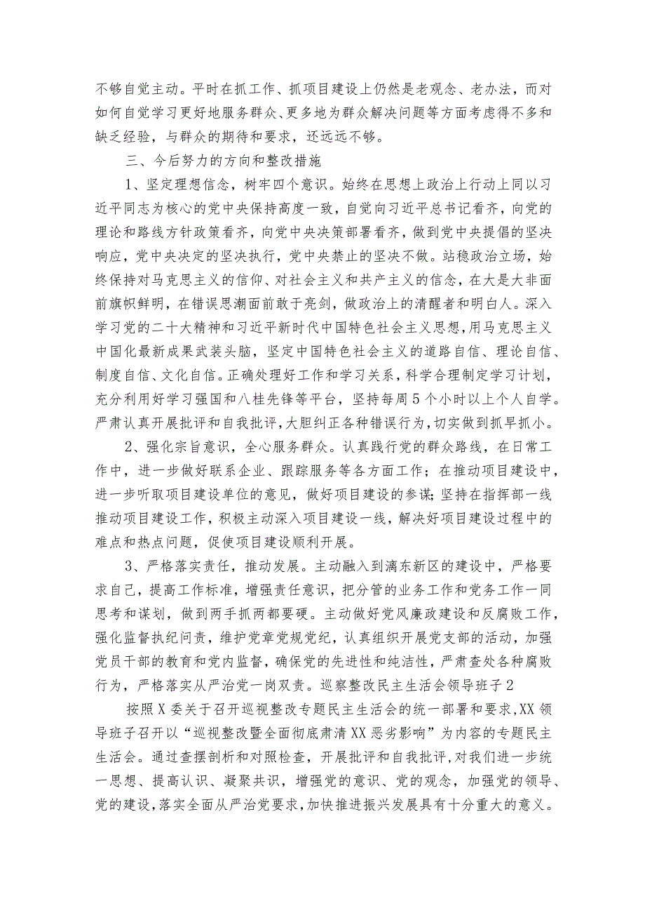 巡察整改民主生活会领导班子6篇.docx_第2页