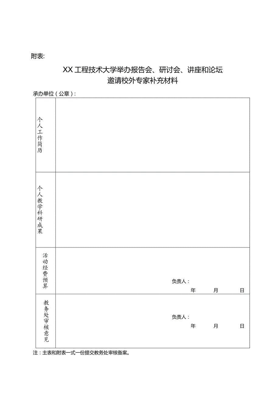 XX工程技术大学举办报告会、研讨会、讲座和论坛邀请校外人员审核备案表（2023年）.docx_第3页