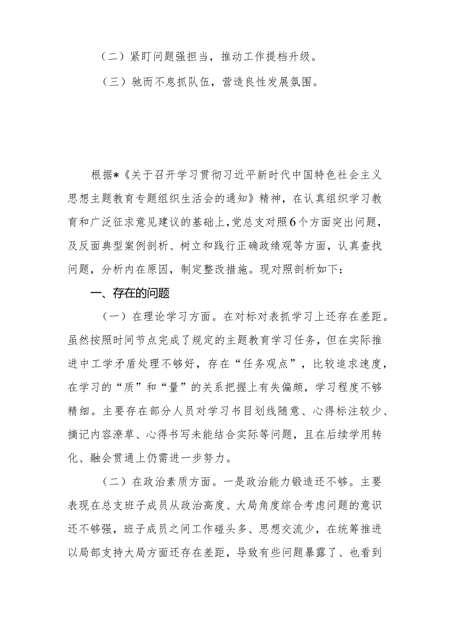 2023年专题组织生活会党总支班子对照检查材料.docx_第2页