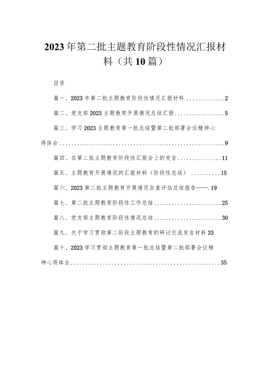 2023年第二批专题阶段性情况汇报材料（共10篇）.docx_第1页