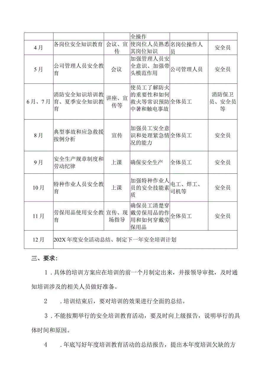 XX新能源配套有限公司202X年度安全教育培训计划（2023年）.docx_第3页