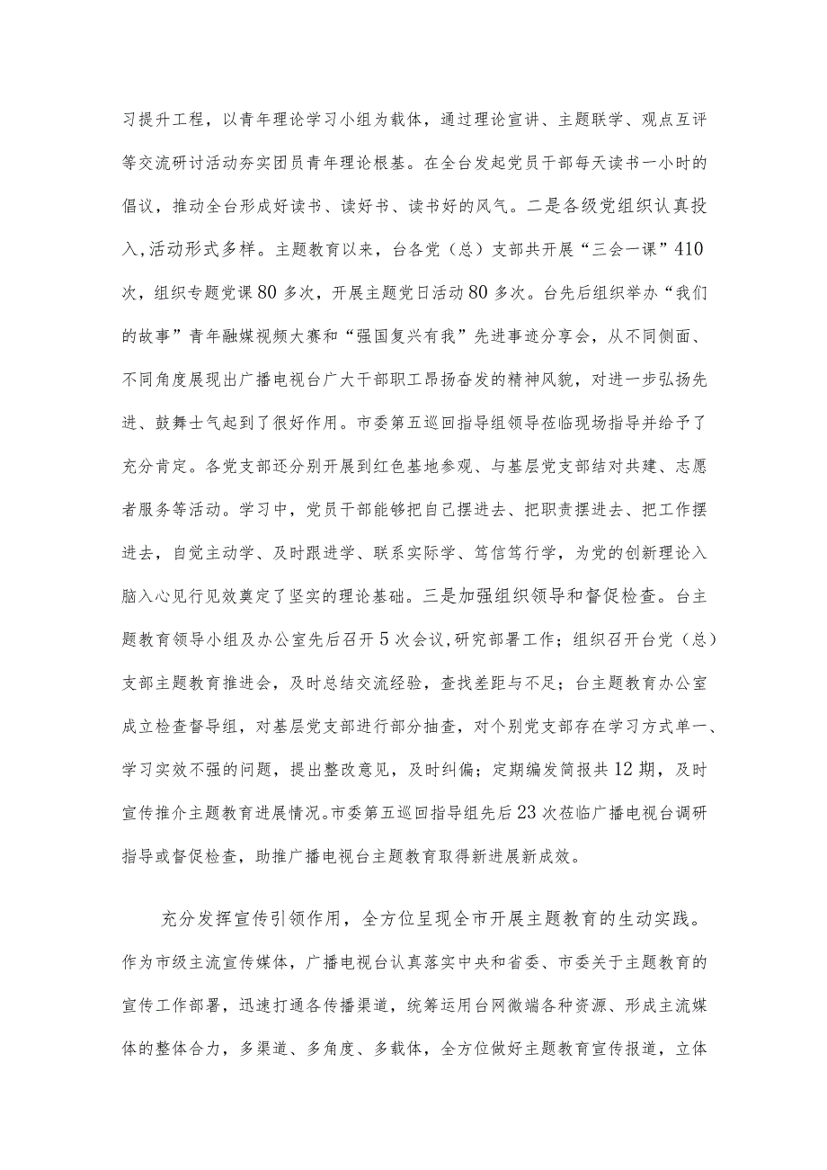 电视台在市委主题教育调研督导座谈会上的汇报发言.docx_第2页