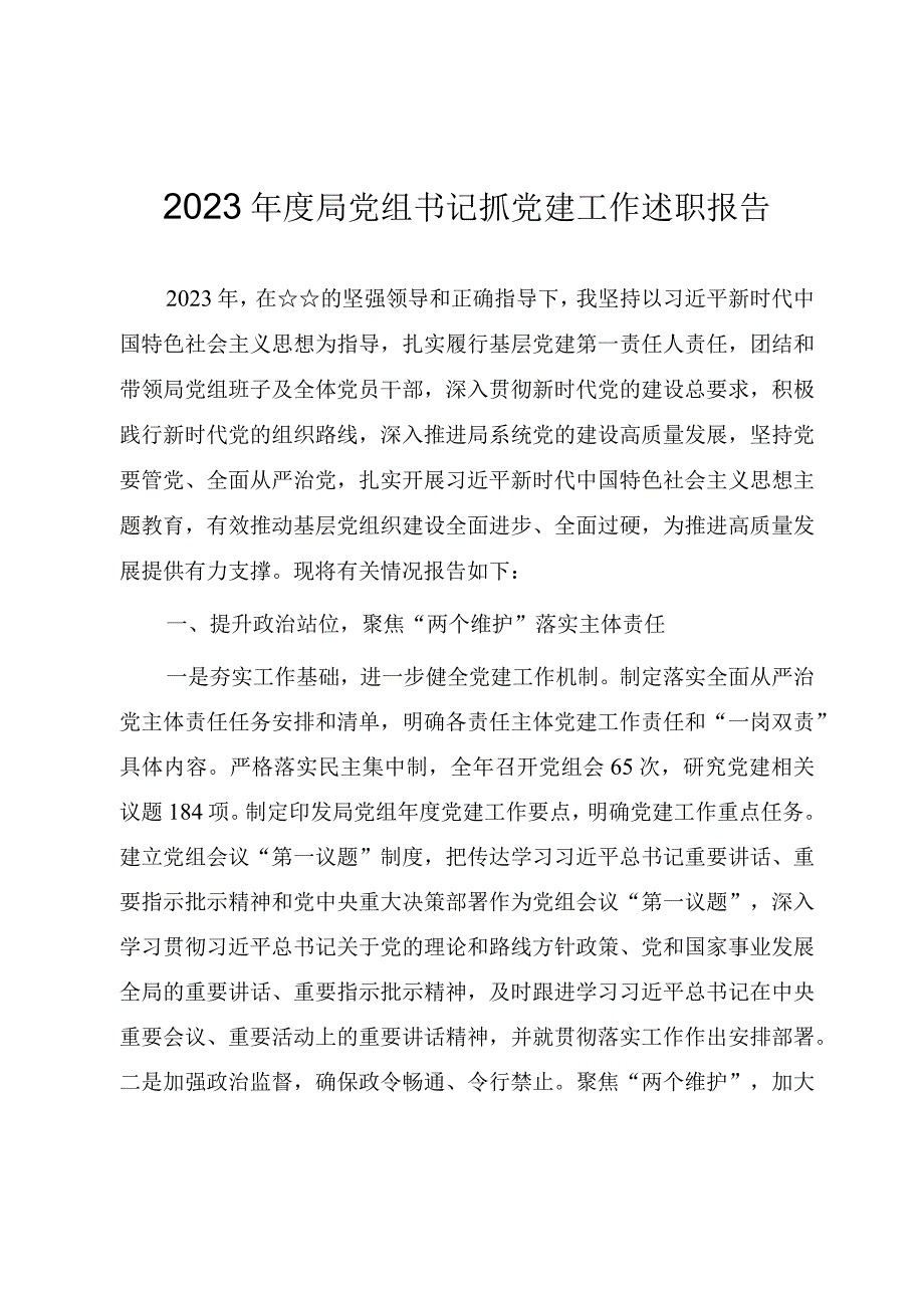 2023年度基层党组织书记抓党建工作述职报告（两篇范文）.docx_第1页