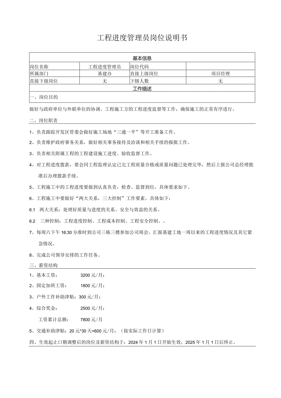 工程进度管理员岗位说明书.docx_第1页